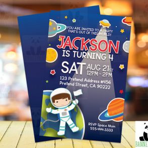 Outer space birthday invitation