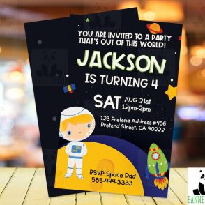 Outer space birthday invitation
